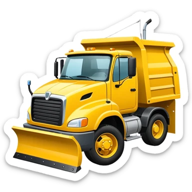 Snowplow truck yellow side view white driver sticker