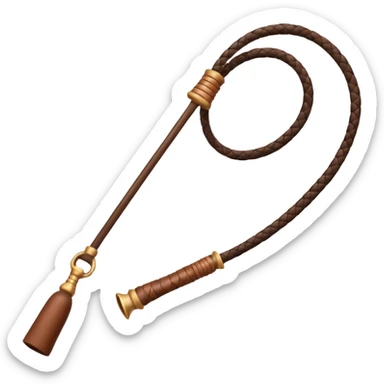cowboy whip object icon, coiled leather whip, wooden handle, western style, 3D cartoon, mobile game icon style, centered, clean background, soft shadow, no text, no watermark
 sticker