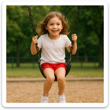 Make the girl's outfit red shorts and a white short-sleeved t-shirt sticker