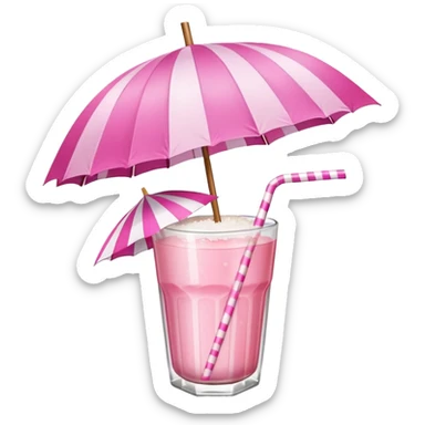 coconut drink with pink umbrella and a pink line straw sticker