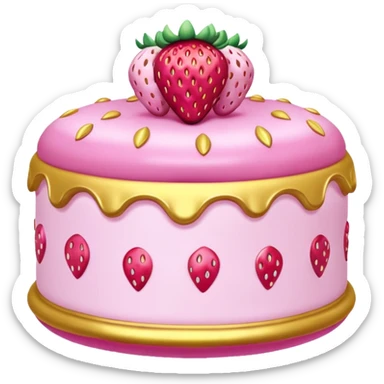 gold rococo pink inflatable puffy strawberry cake sticker