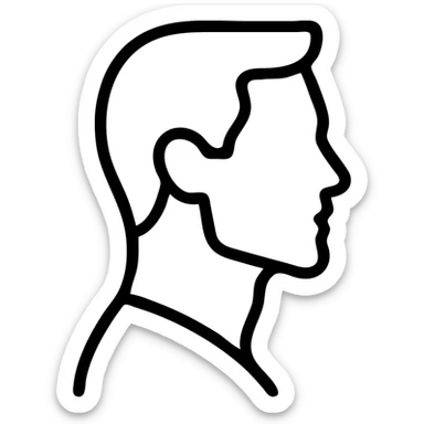 a man showing off his jawline, icon style, minimalistic, strong jawline emphasis sticker