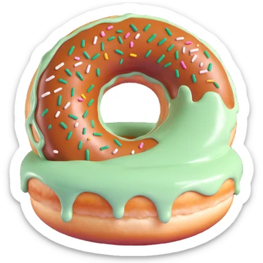 donut with green cream glazing, visually appealing, focus on the green glaze texture, no text sticker