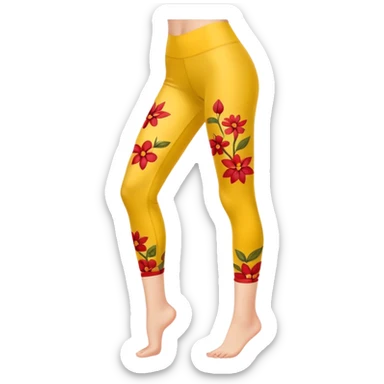 yellow leggings with a pattern of small red flowers, legs only sticker