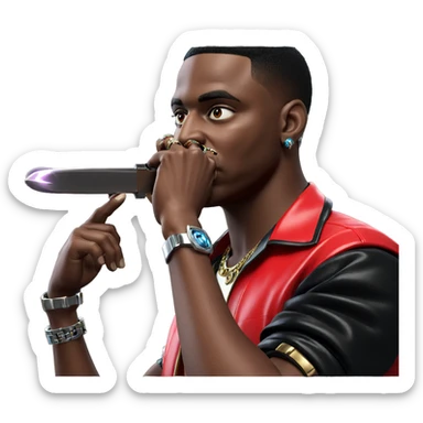 cool boy with jewelry weapon sticker