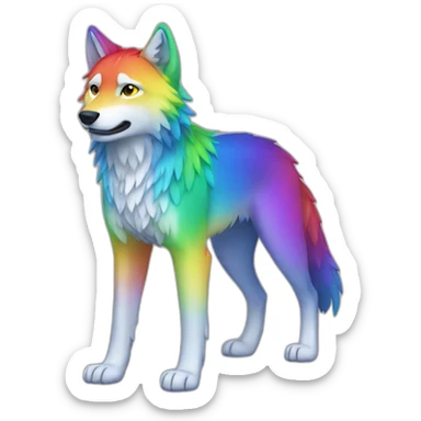 Rainbow Wolf Full Body sticker