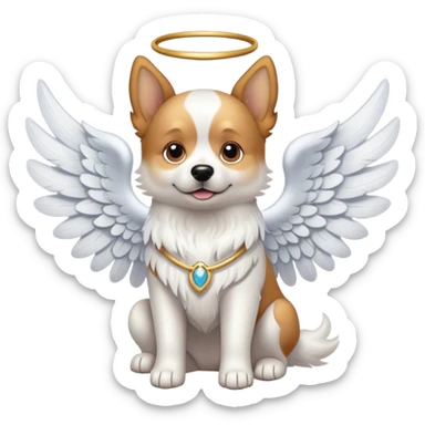 Dog with angel wings sticker