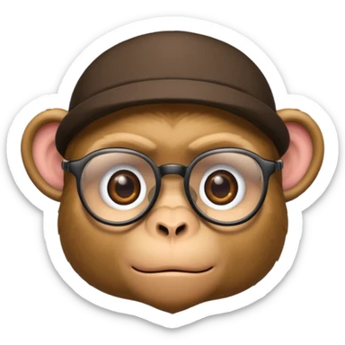 Make a suspicious emoji  that looks like a monkey in a mafia with glasses sticker