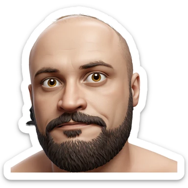 bald man with beard portrait sticker