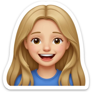 милая девушка с темно русыми длинными волосами, смеется до слез sticker