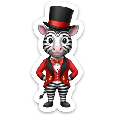 Vintage circus zebra wearing circus costume sticker