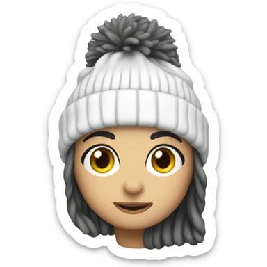 White beanie with pop from Pom  sticker