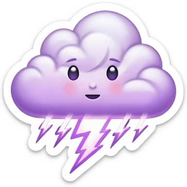 cloud with pale purple lightning sticker