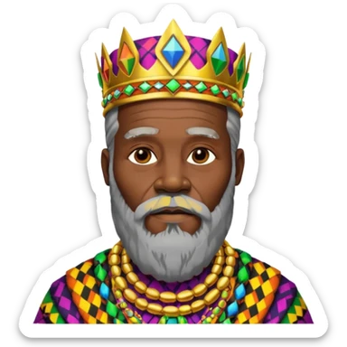 Create me an emoji of a beautiful Old African King with a beard wearing a neon Colorful gradient African Kente patterns sticker