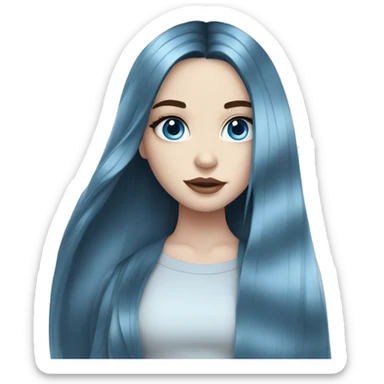 Instagram model girl with long black hair, pale skin and pretty blue eyes sticker
