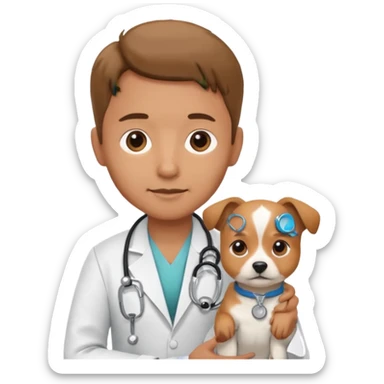 doctor hold a pet dog sticker