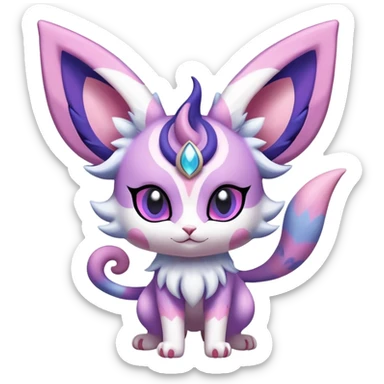Shiny Exotic Cute Espeon-Sylveon-Purrloin-Meowstic-Hybrid-Creature with pattern-markings sticker