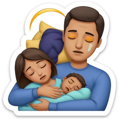 A man holding a sleeping woman in his arms whilst crying  sticker