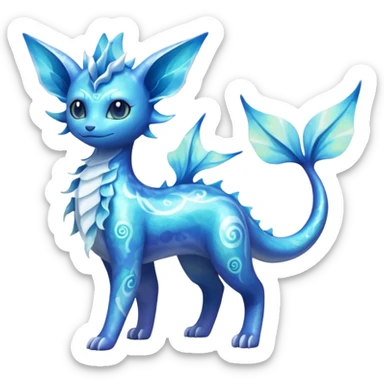 Shiny Nebulae Delcatty-Lumineon-Vaporeon-Amaura-Dragonair-Fakémon-hybrid-creature (full body)  sticker