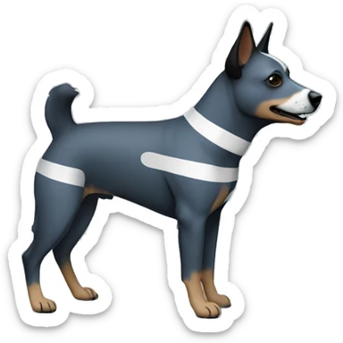 Blue heeler dog full body; dark mask with thin white stripe sticker