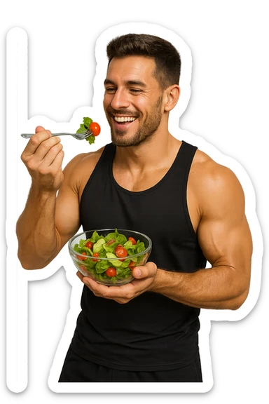 UOMO FITNESS CHE MANGIA INSALATA sticker