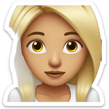 tired girl working in marketing brown eyes big lashes sticker