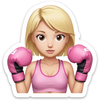 blonde girl wearing pink boxing gloves sticker