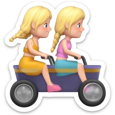 Two blonde girls riding in a side by side buggy sticker