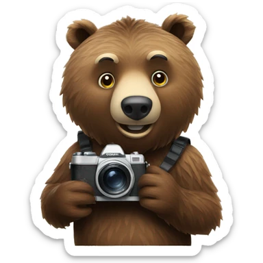 grizzly bear with camera sticker