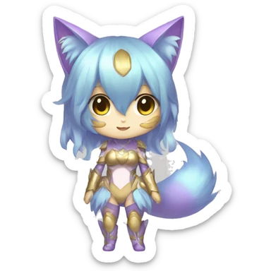 Pastel-Catgirl-Chibi-Sona-Shiny-Fakémon with a mask full body sticker