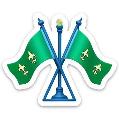 Blue and green flag with three moon and three Fleur-de-lis emojis sticker