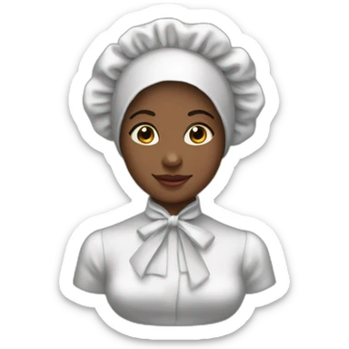 Tisme wearing a satin bonnet sticker