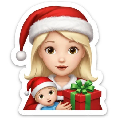 christmas girl with baby face sticker