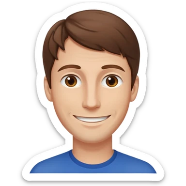 homme brun cheveux long visage mince sourire style européen sticker