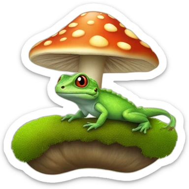 Lizard on mushroom sticker