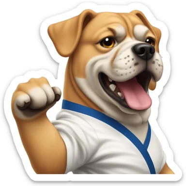 Xl bully dog doing karate sticker