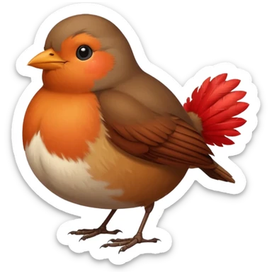 a cute and simple cartoon of a fat robin bird sticker