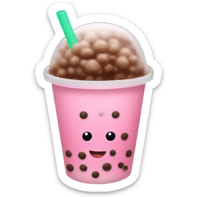 Pink bubble tea sticker
