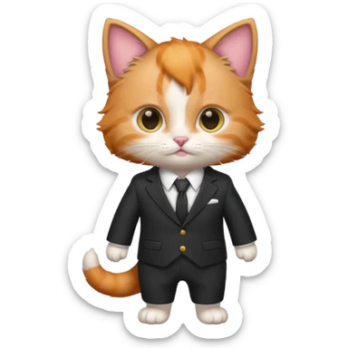 kitten wearing suit sticker