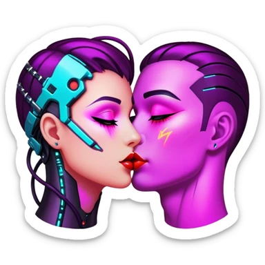 cyberpunk neon kiss sticker
