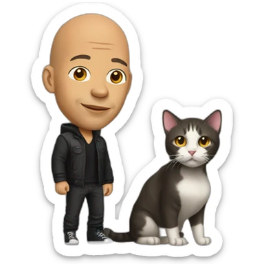 cat + vin diesel sticker
