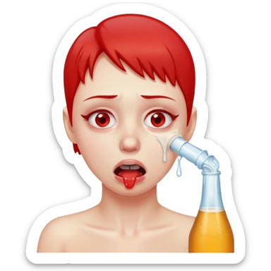 POV choking by the neck, wet face, drunk sticker