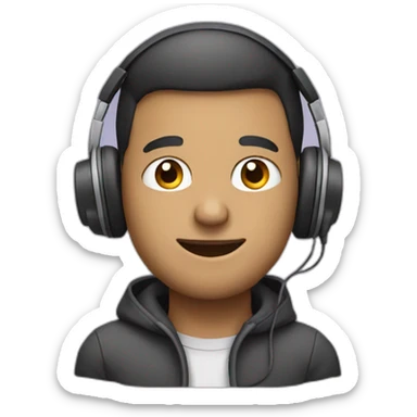 guy with a laptop and headphones sticker