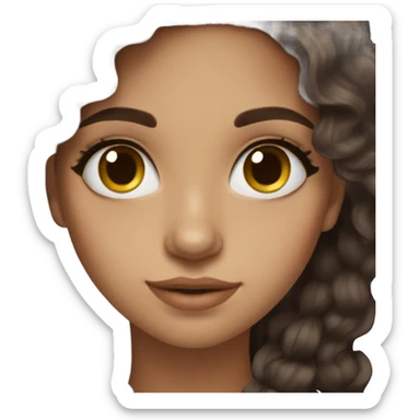 Beautiful girl,dark brown hair,wavy hair，long hair,dark brown eyes,latina sticker