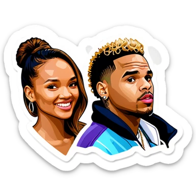 Photo Realistic Karrueche Tran with Chris Brown  sticker