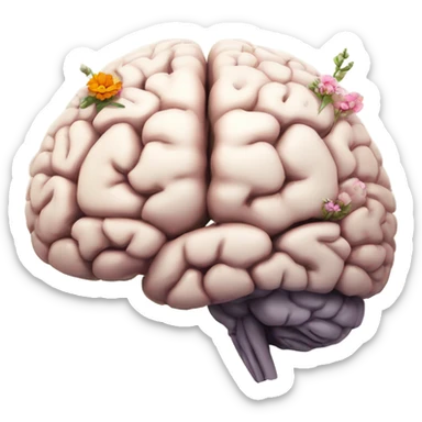 anatomical brain with flowers sticker