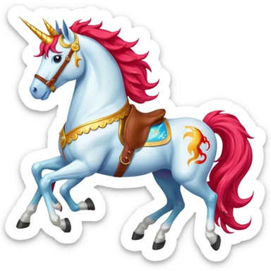 red horse agressive running unicorn money on the saddle text “ZGI” sticker