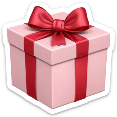 gift box pale pink with red satin bow sticker