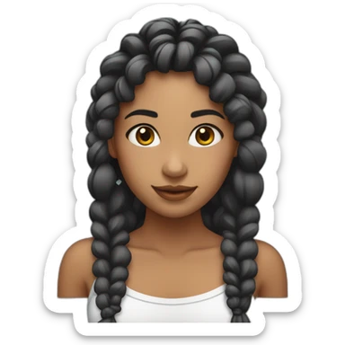 chica con trenza de pelo negro y aros plateados en las orejas sticker