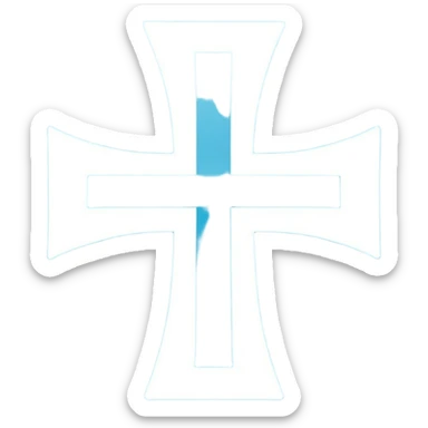 simple flat cyan blue square icon with a clean white greek cross like thsi: ☩ sticker
